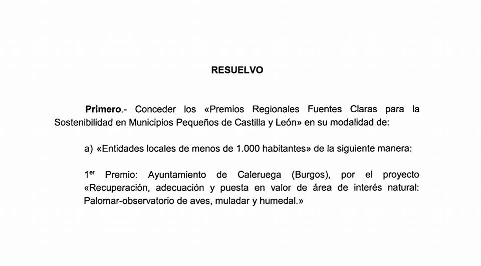 PRIMER PREMIO "FUENTES CLARAS"