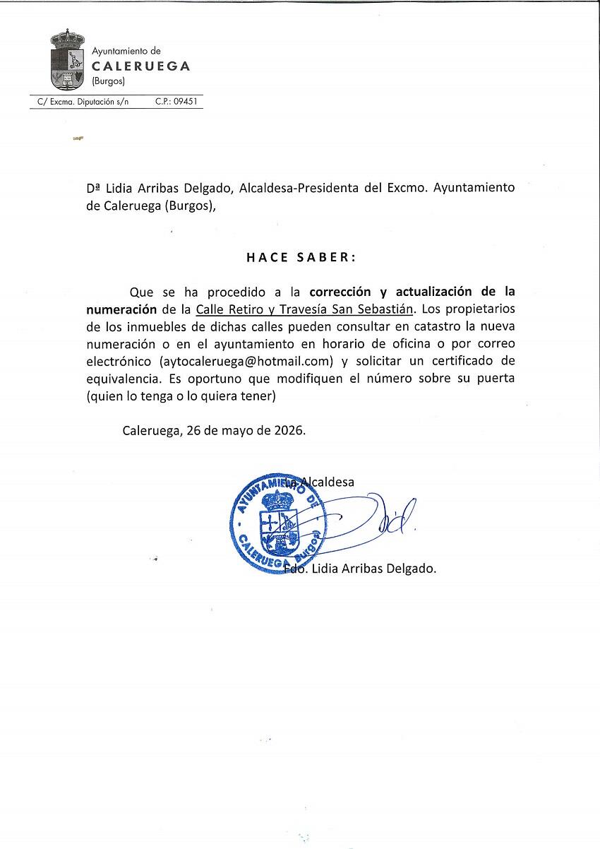 EDICTO: ACTUALIZACIÓN NUMERACIÓN CALLES